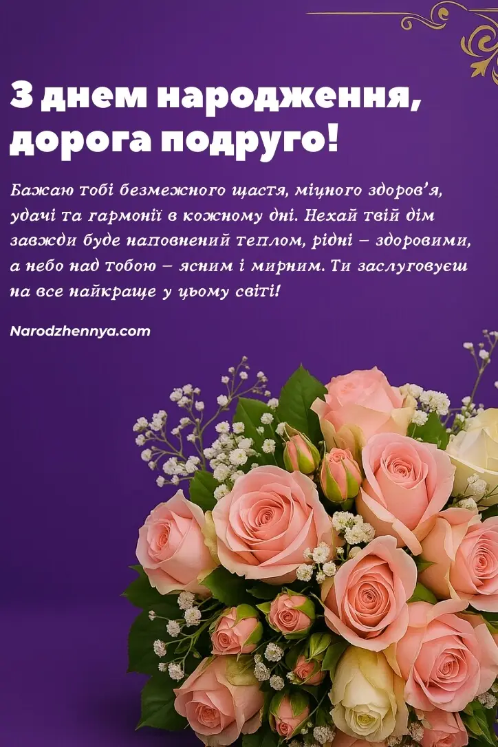 Вітальна відкритка з днем народження найкращій подрузі