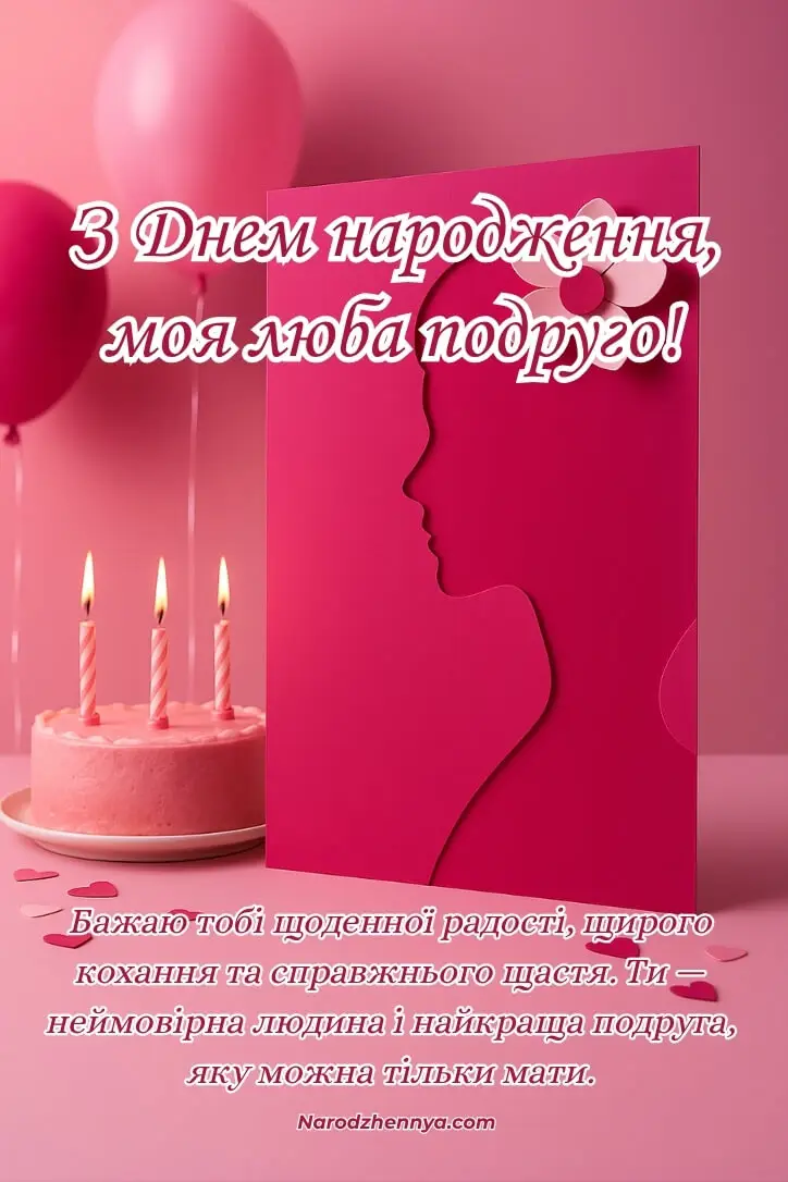 Вітальна відкритка подрузі на день народження