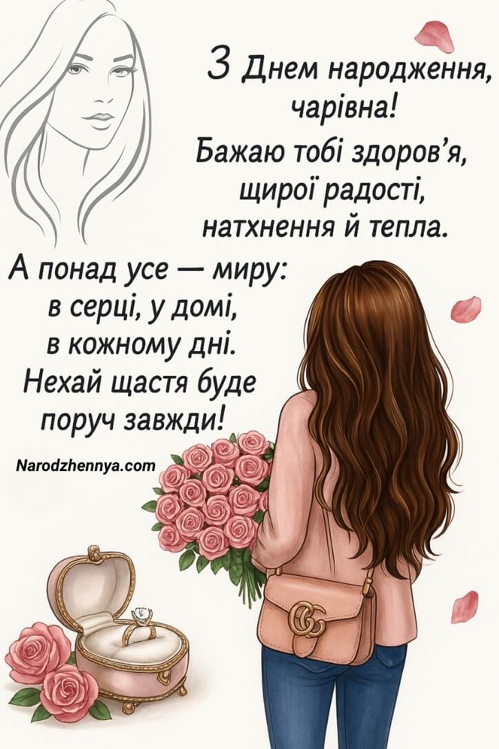 Оригінальні привітання з Днем народження жінці — Гарна листівка