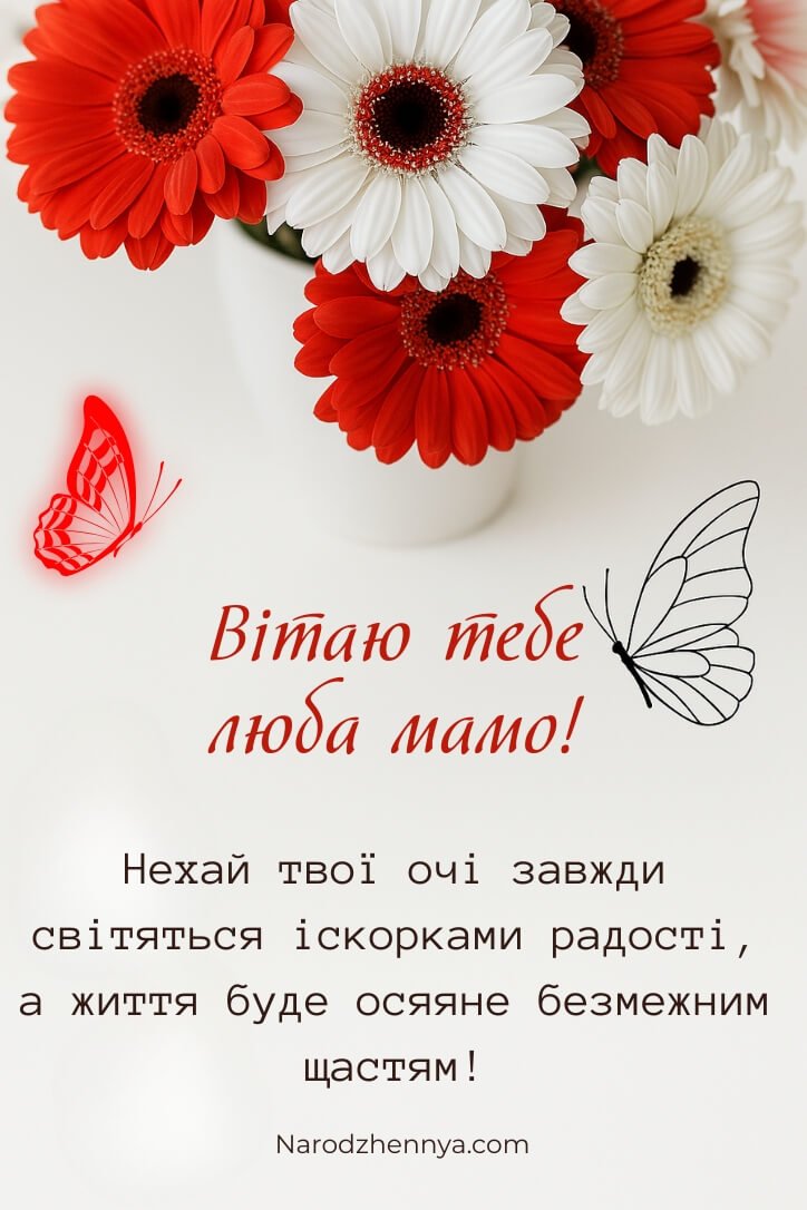 Привітання з днем ​​народження мамі з картинками