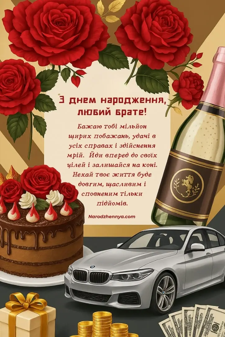 З днем народження брату! Найкращі побажання у листівці