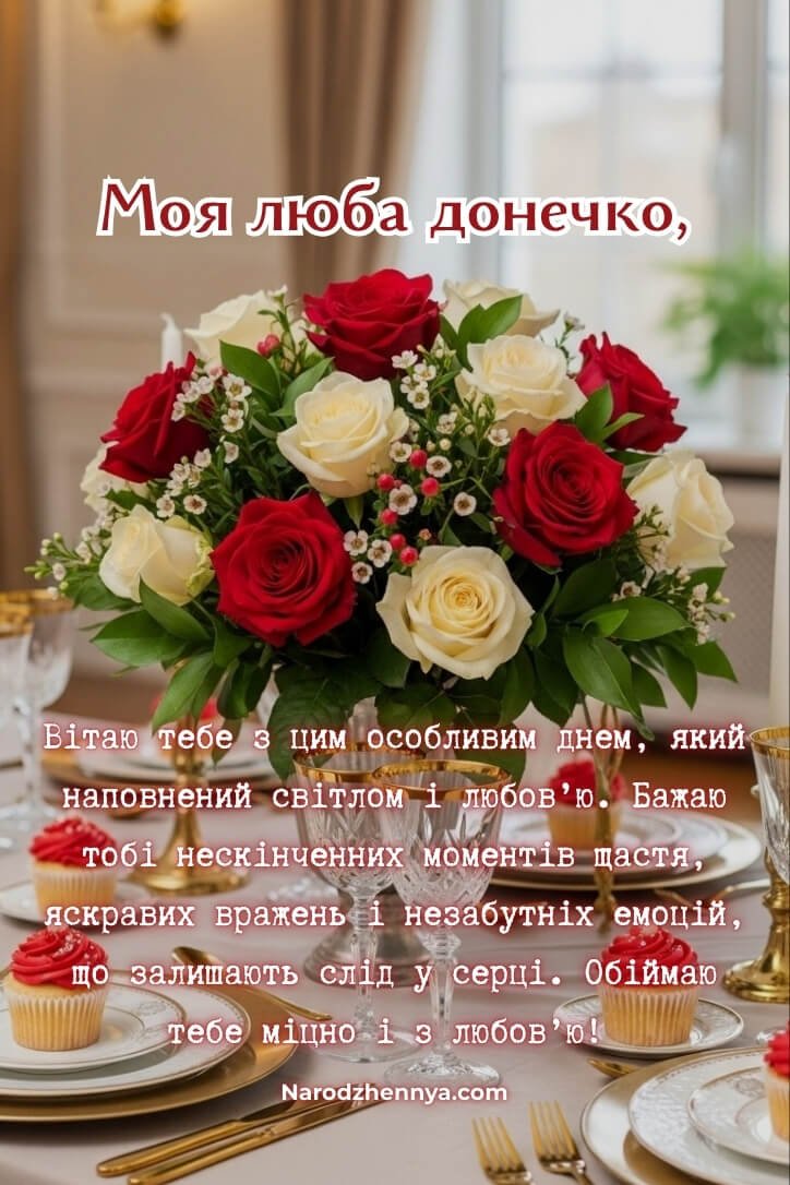 Привітання та листівки з днем народження для донечки